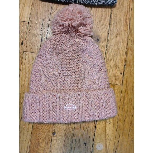Superdry womens pink wool blend beanie winter hat Rebecca minkoff lot of two main image 7